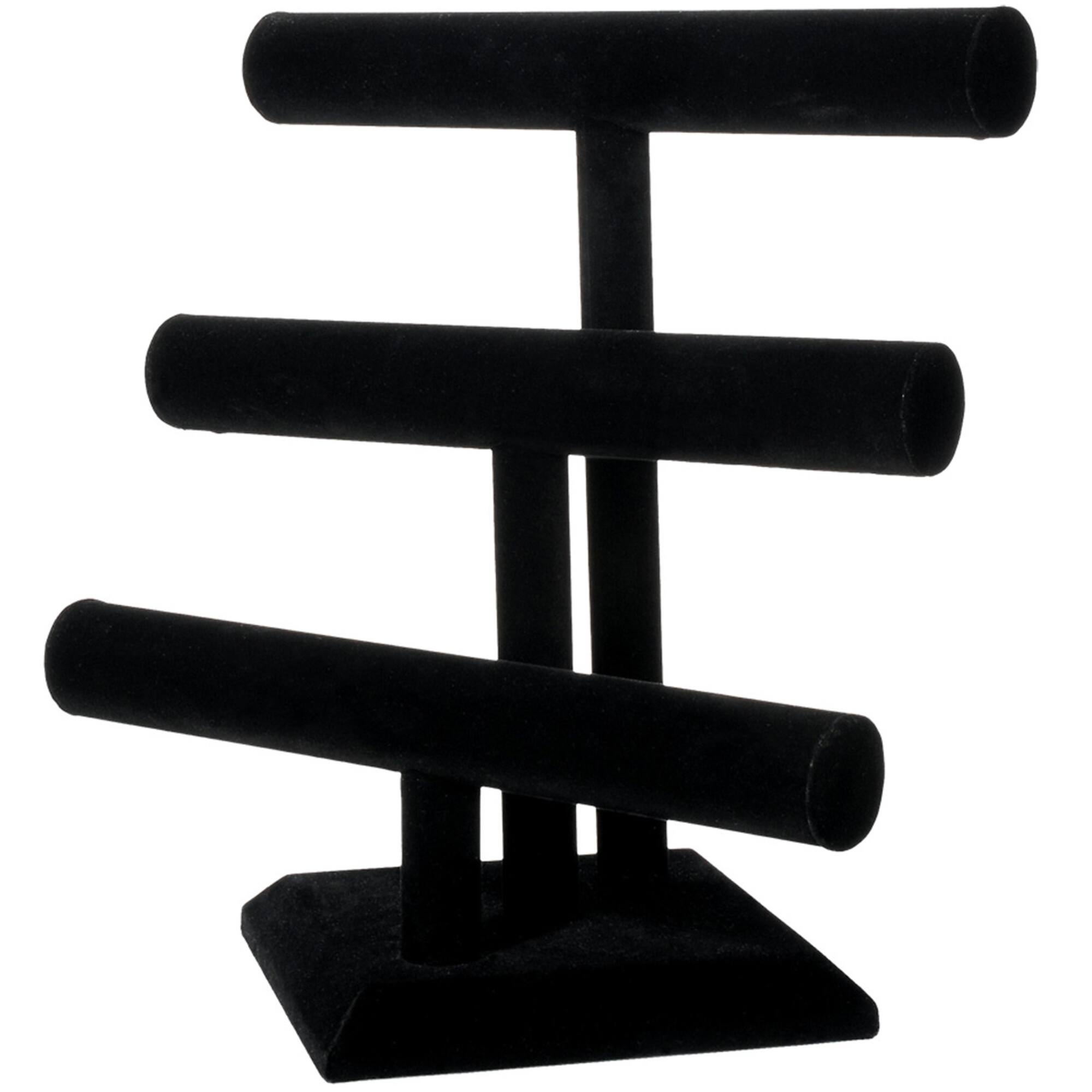 12" Triple Bar Black Velvet Jewelry Stand by Bead Landing™